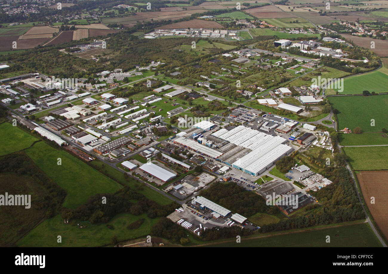 Luftaufnahme von Thorp Arch Gewerbegebiet in der Nähe von Wetherby Stockfoto