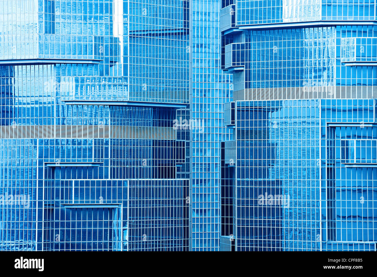 abstrakte Textur aus blauem Glas moderne Wolkenkratzer bauen Stockfoto