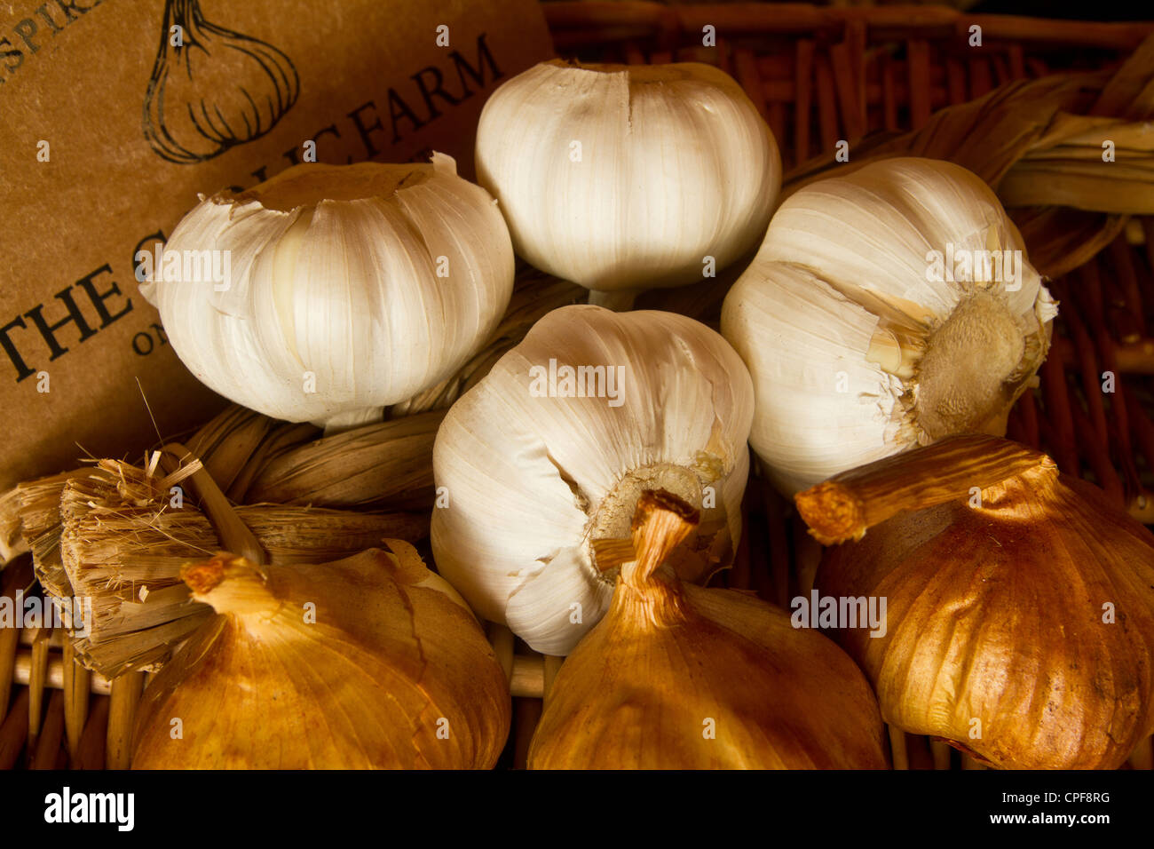 Geräuchertem Knoblauch von der Isle of White Stockfoto