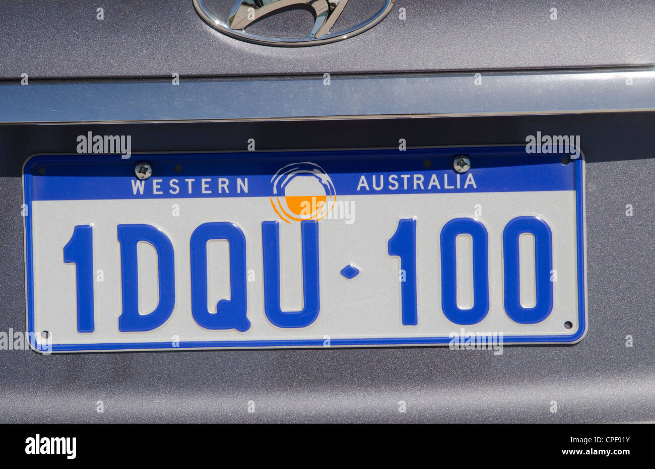Nahaufnahme von Auto-Kfz-Kennzeichen von Western Australia Australien Stockfoto