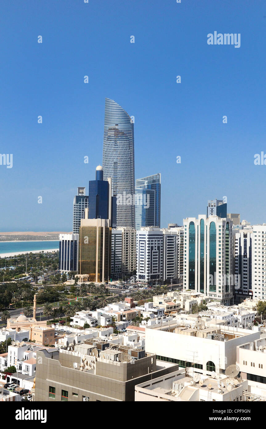 Ansicht der Stadt Abu Dhabi, Vereinigte Arabische Emirate bei Tag Stockfoto