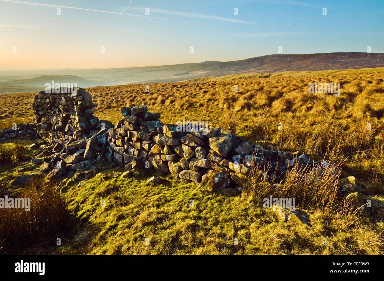 Abend auf Brennand Great Hill in den Wald von Bowland, Lancashire, England, auf der Suche nach Wards Stein und dem Tal der Wyre Stockfoto