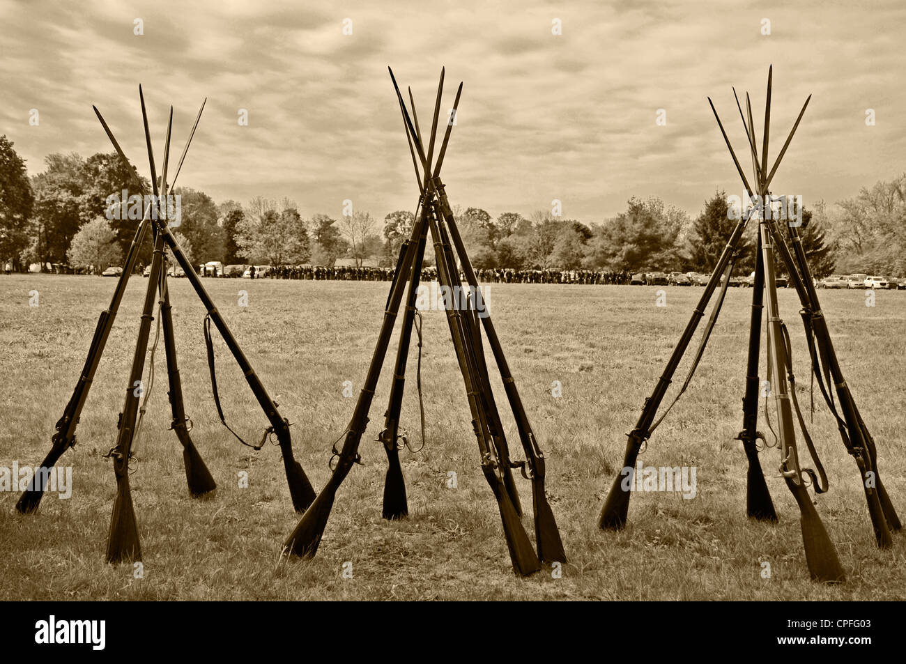 Gewehre Pyramiden, Civil War Reenactment, Bensalem, Pennsylvania, USA