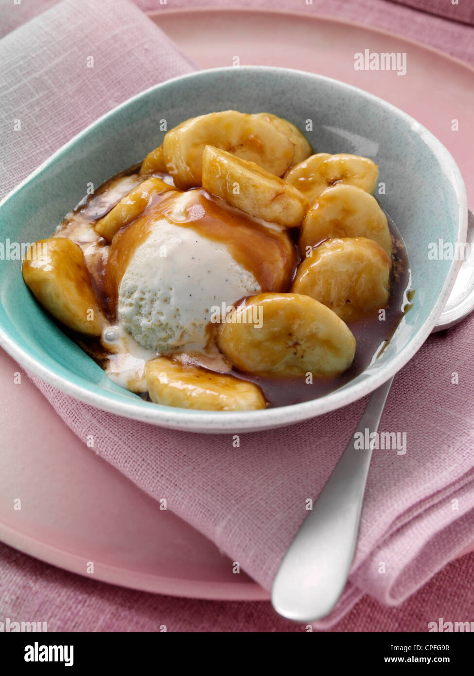 Einzelne Teile der Pflegeeltern Bananen-pudding Stockfoto