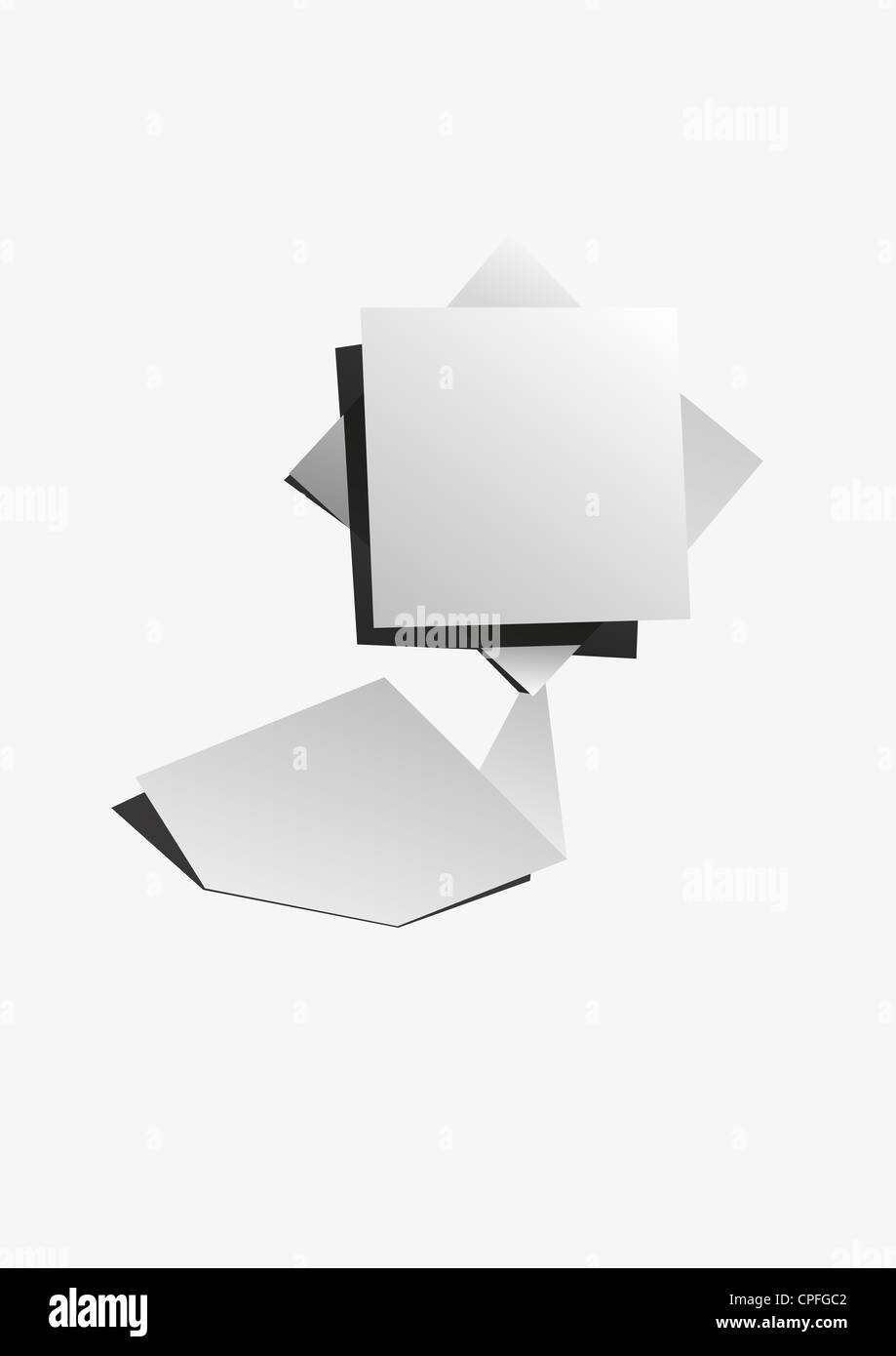 Eine Graustufen-Sonnenblume gemacht durch Origami-Technik Stockfoto