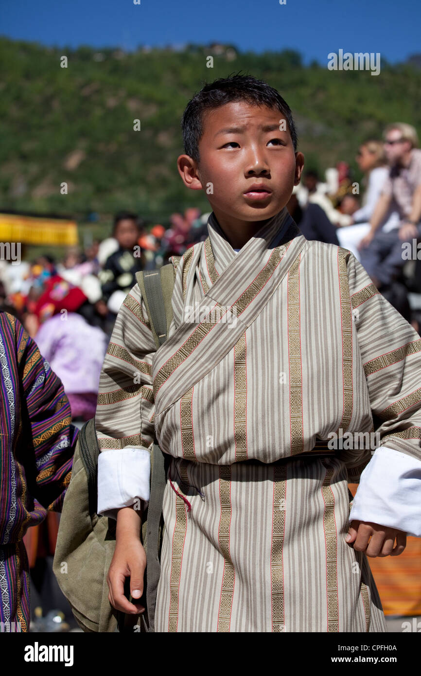 Junge in Thimphu Tsechu Festivals. Thimphu, Bhutan. Stockfoto