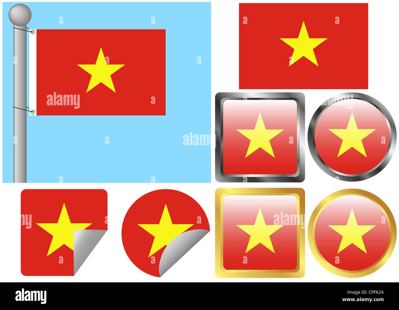 Flag Set Vietnam Stockfoto