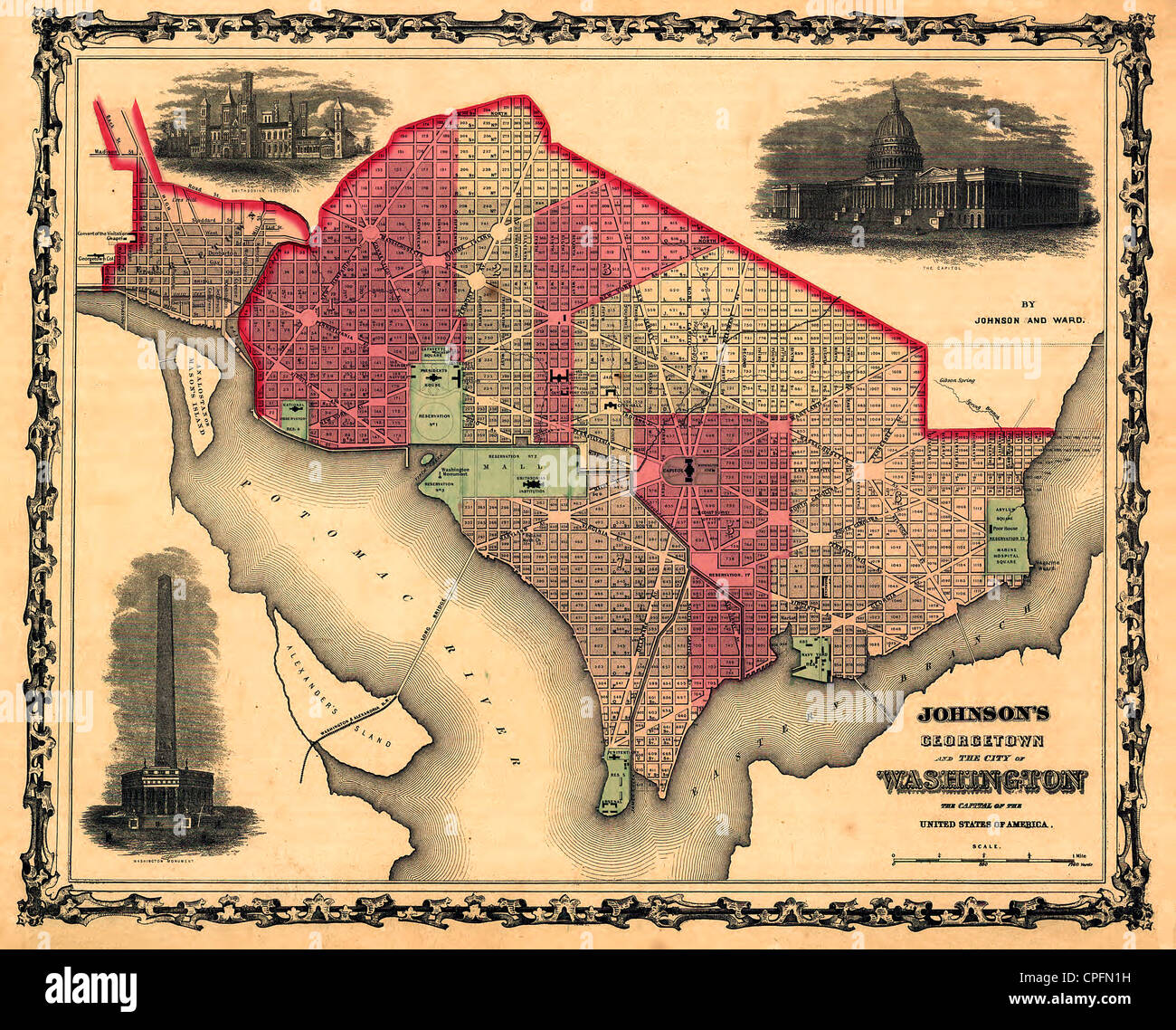 Georgetown und die Stadt Washington: die Hauptstadt der Vereinigten Staaten von Amerika, ca. 1862 Stockfoto