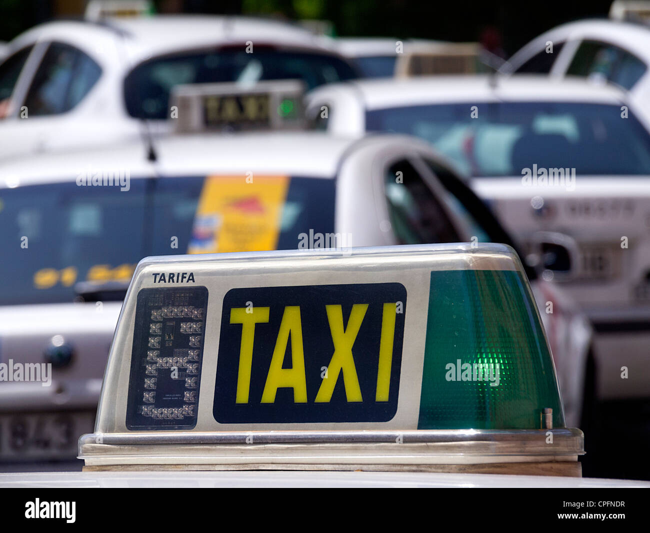Taxis in Madrid, Spanien Stockfoto