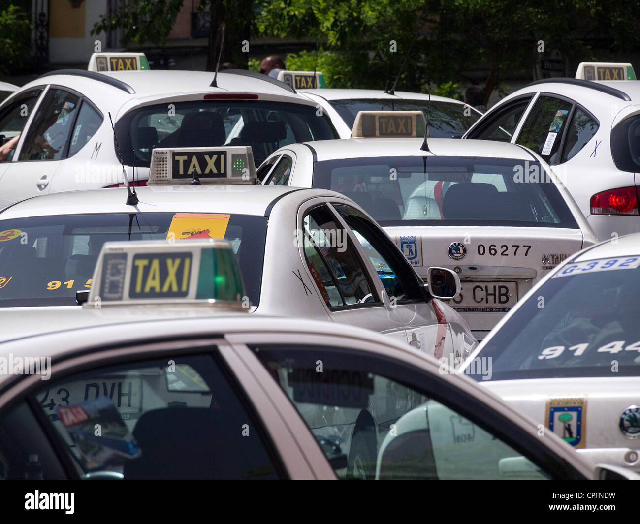 Taxis in Madrid, Spanien Stockfoto