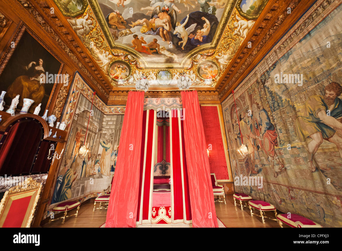 England, London, Surrey, Hampton Court Palace, William III Apartments, Schlafgemach Stockfoto