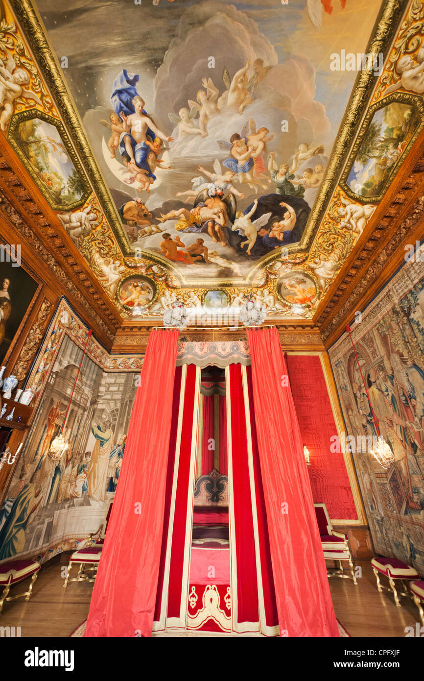 England, London, Surrey, Hampton Court Palace, William III Apartments, Schlafgemach Stockfoto
