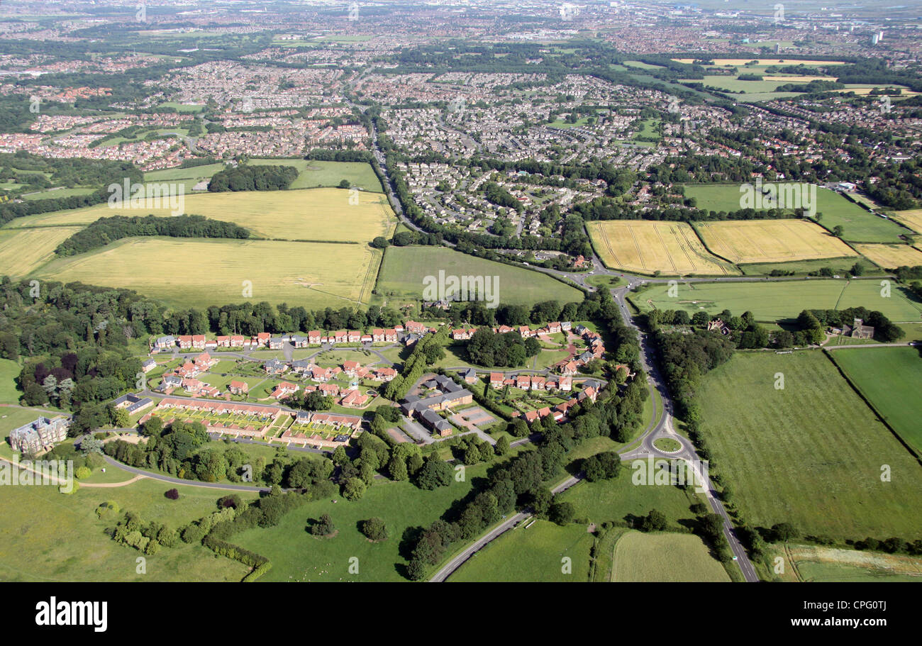 Luftaufnahme von einem neuen Gehäuse Entwicklung bei Nunthorpe, Middlesborough Stockfoto