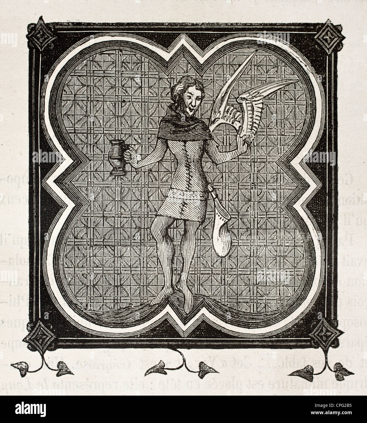 Garde de zitiert (Stadtwache), alte bizarre Abbildung auf altes Manuskript von Besancon Bibliothek Stockfoto