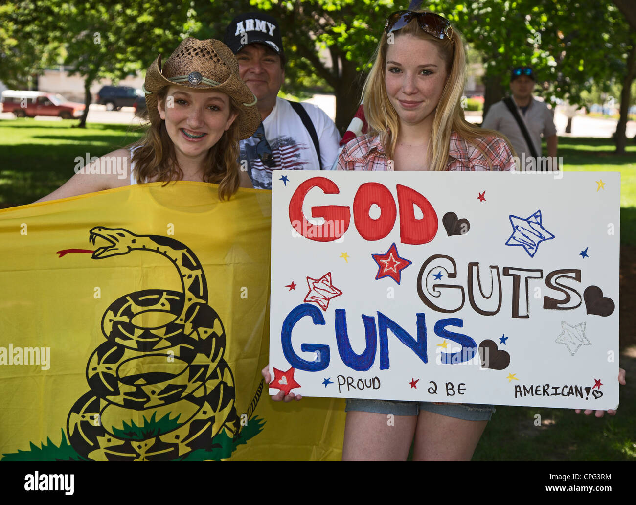 Pistole Befürworter Kundgebung gegen Aufhebung Michigans "Stand Your Ground" Gesetzes Stockfoto
