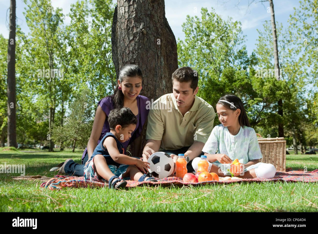 Familien-Picknick im Park. Stockfoto