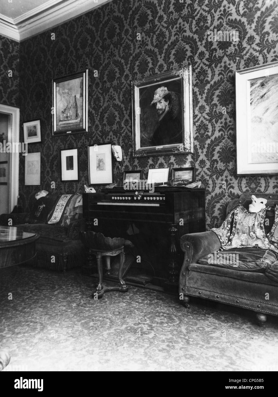 Ensor, James, 13.6.1860 - 19.11.1949, belgischer Künstler (Maler), seine Wohnung in Ostende, Belgien, Stockfoto