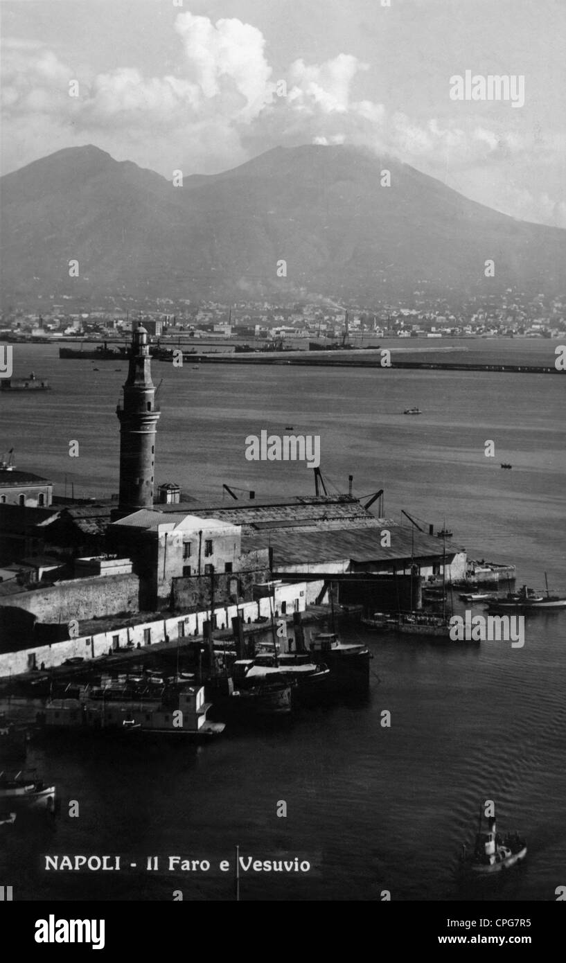 Geographie/Reisen, Italien, Neapel, Hafen, Ansichtskarte, gestempelt 1929, Zusatzrechte-Clearences-nicht vorhanden Stockfoto