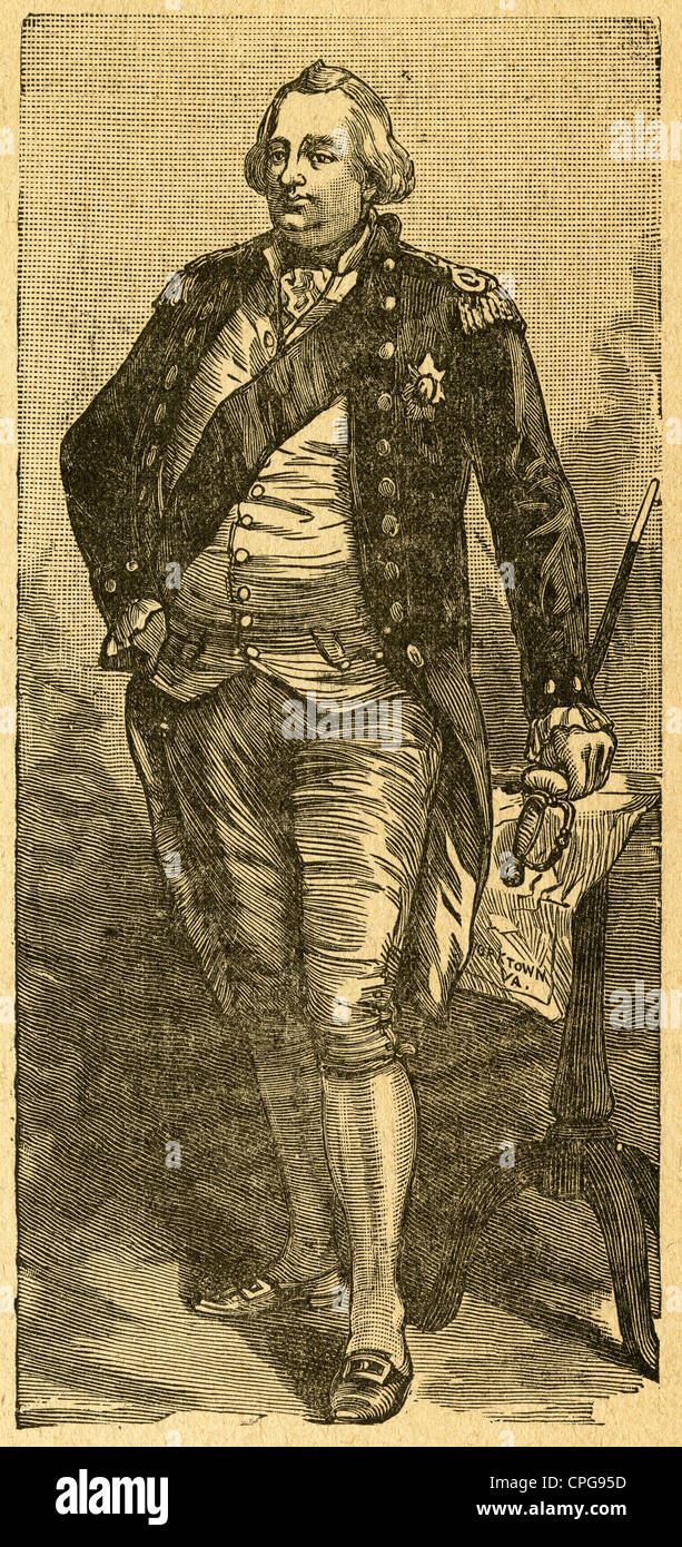 Ca. 1900 s Gravur, Lord Cornwallis, die Washington in Yorktown ergab. Stockfoto