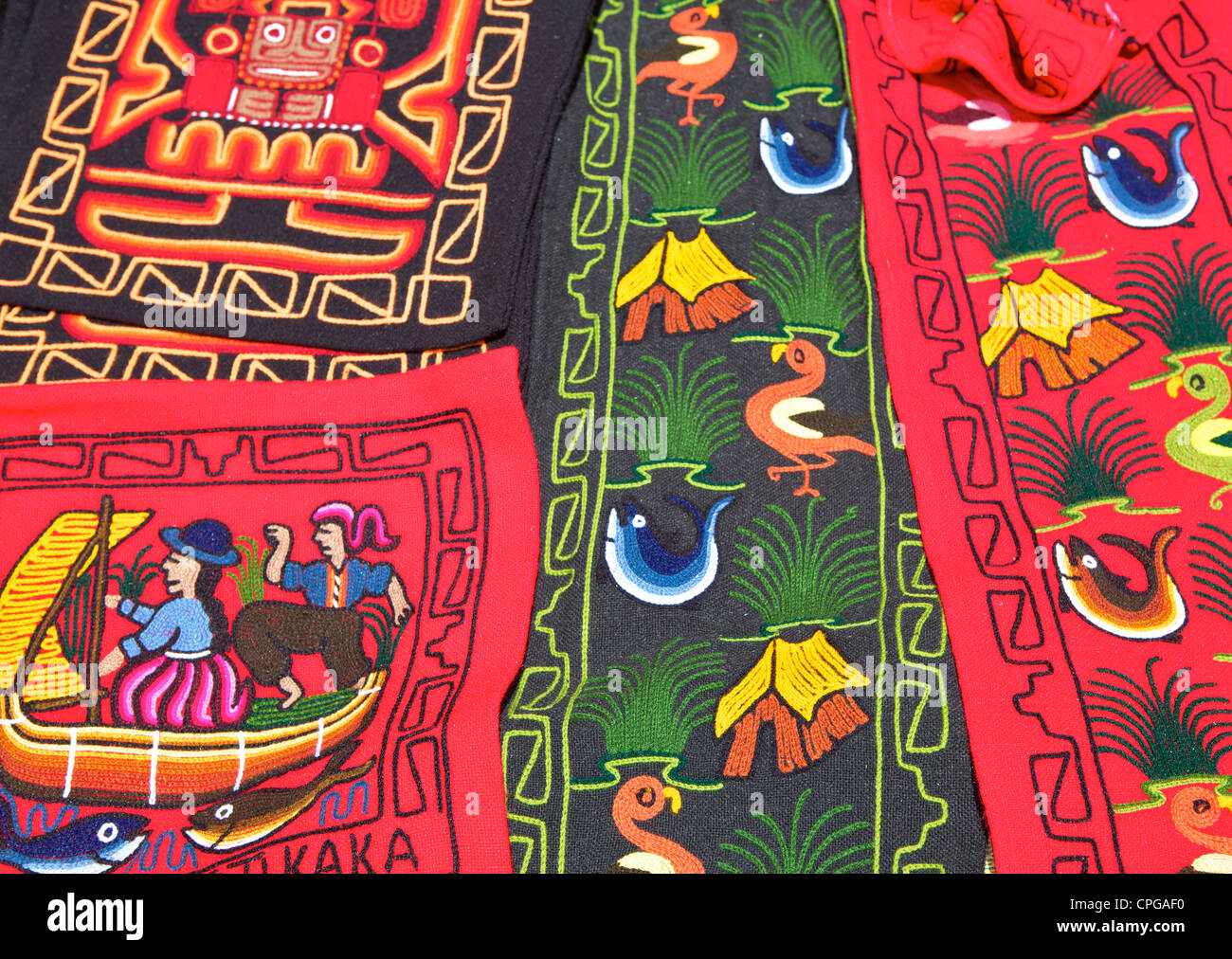 Traditionelles Handwerk, Uros, schwimmenden Inseln, Peru Stockfoto