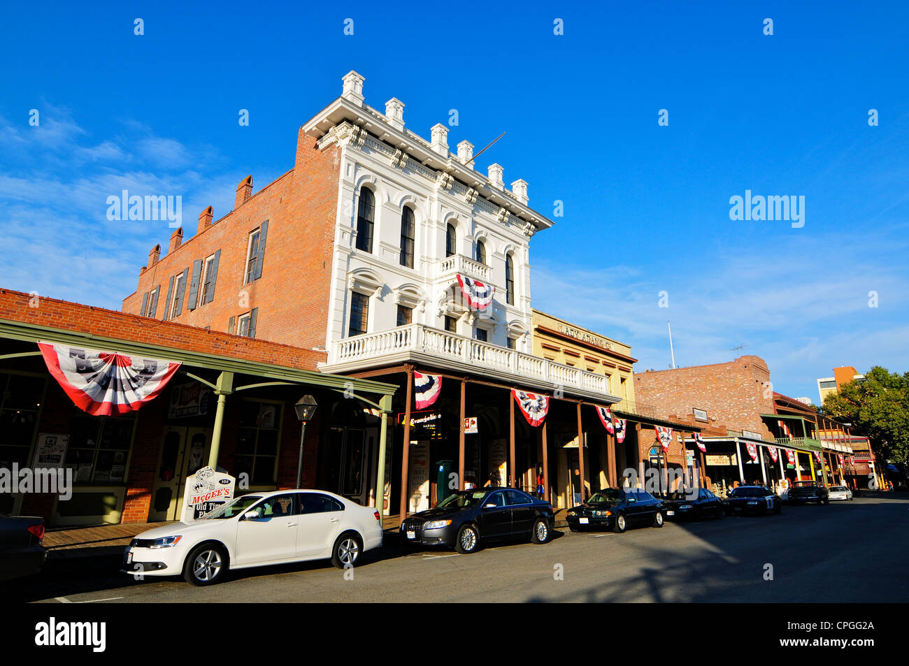 Gebäude im alten Scaramento, Kalifornien Stockfoto