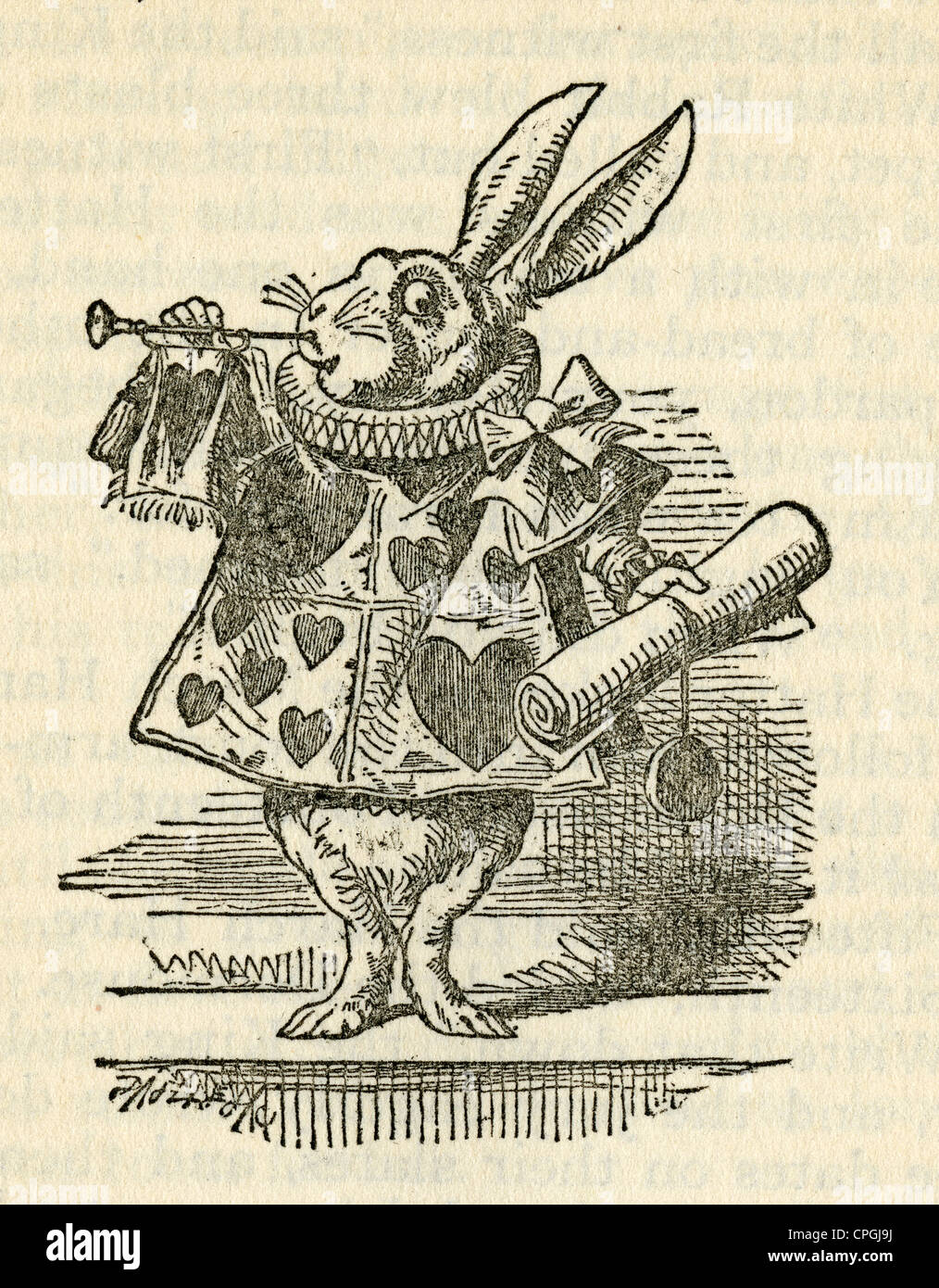 Ca. 1910 s Ausgabe von Alice im Wunderland. Weißes Kaninchen von John Tenniel. Stockfoto