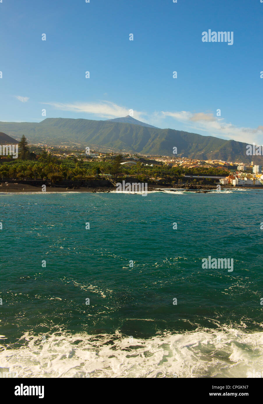 Puerto De La Cruz und Strand Jardin, Teneriffa, Spanien Stockfoto