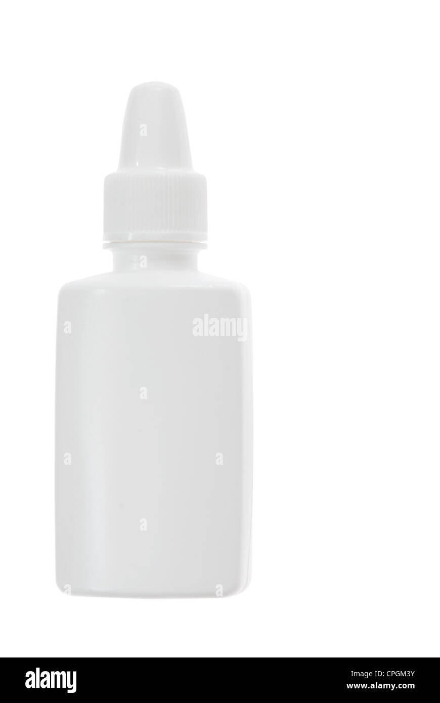 weiße leere medizinische Kunststoffbehälter, isoliert mit Beschneidungspfad Stockfoto