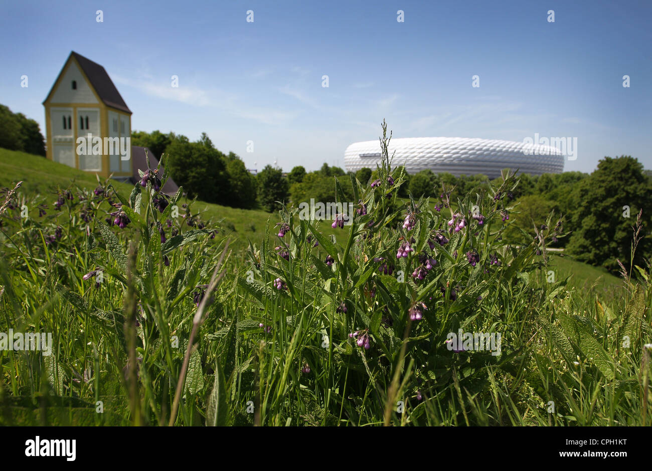 Die Allianzarena im Bild aus Distanz während der UEFA Champions League Finale 2012 FC Bayern München V Chelsea Stockfoto