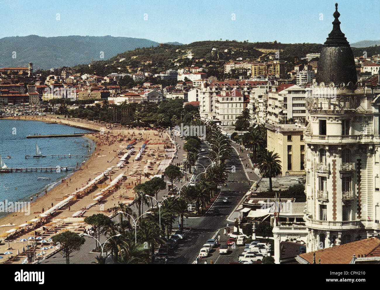 Geographie / Reisen, Frankreich, Cannes, Blick auf die Stadt, Promenade und Strand, Anfang der 1970er Jahre, , zusätzliche-Rechte-Clearences-nicht verfügbar Stockfoto