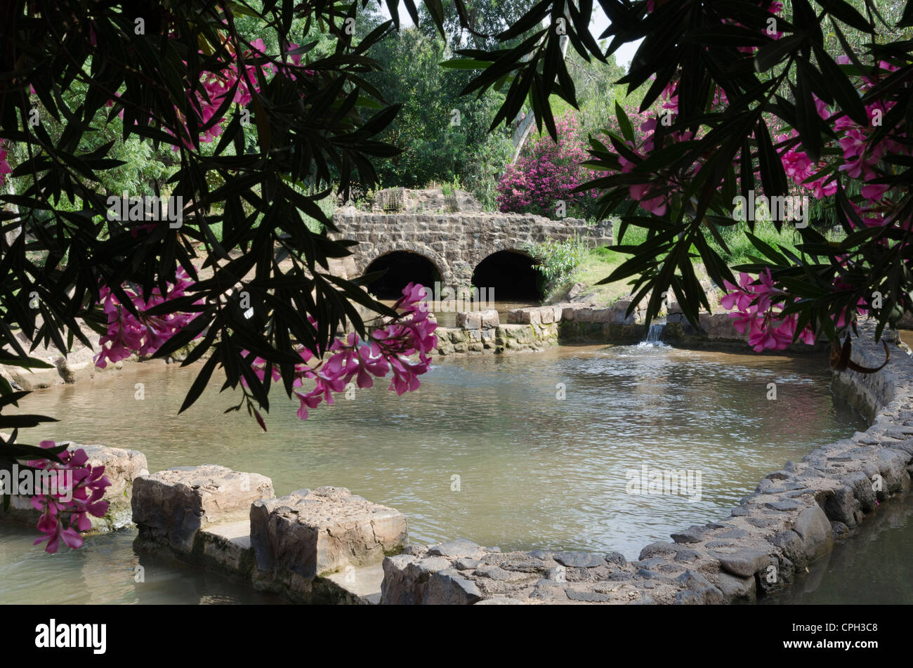 Getreidemühle im Jordan Park. See Genezareth. Israel. Stockfoto