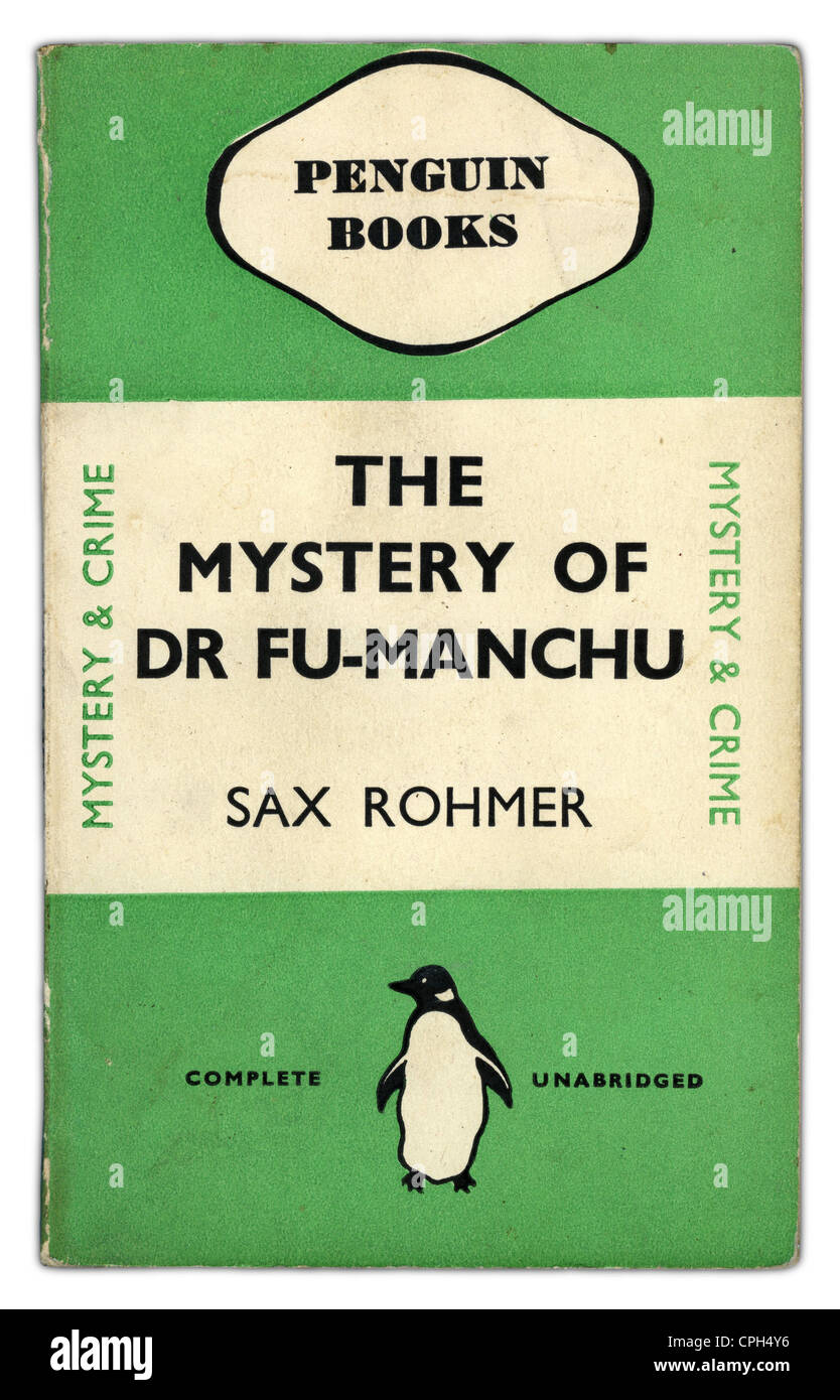 Bücher, Sax Rohmer: 'Das Geheimnis von Dr. Fu-Manchu' (1913), Roman, Pinguinbücher, Hammondsworth, 1938, zusätzliche-Rights-Clearences-not available Stockfoto