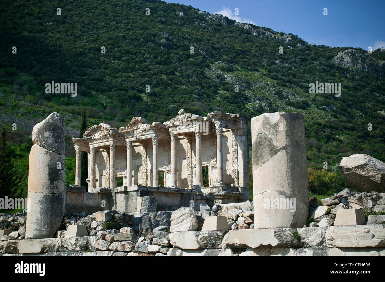 Aushub, Ausgrabungsstätte, Aufbau, Bibliothek, Celsius Celsius Bibliothek, Ephesos, Ephesus, Fassade, Hauptstadt, Hauptstädte, Muster, Stockfoto