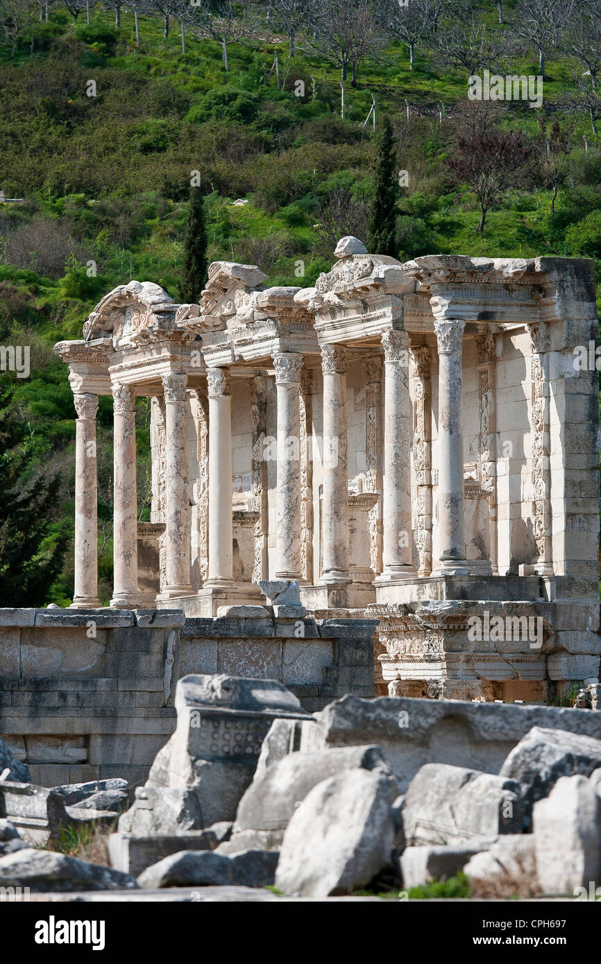 Aushub, Ausgrabungsstätte, Aufbau, Bibliothek, Celsius Celsius Bibliothek, Ephesos, Ephesus, Fassade, Hauptstadt, Hauptstädte, Muster, Stockfoto