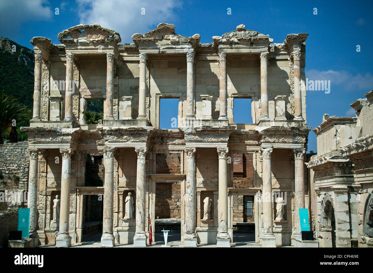 Aushub, Ausgrabungsstätte, Aufbau, Bibliothek, Celsius Celsius Bibliothek, Ephesos, Ephesus, Fassade, Hauptstadt, Hauptstädte, Provinz Stockfoto