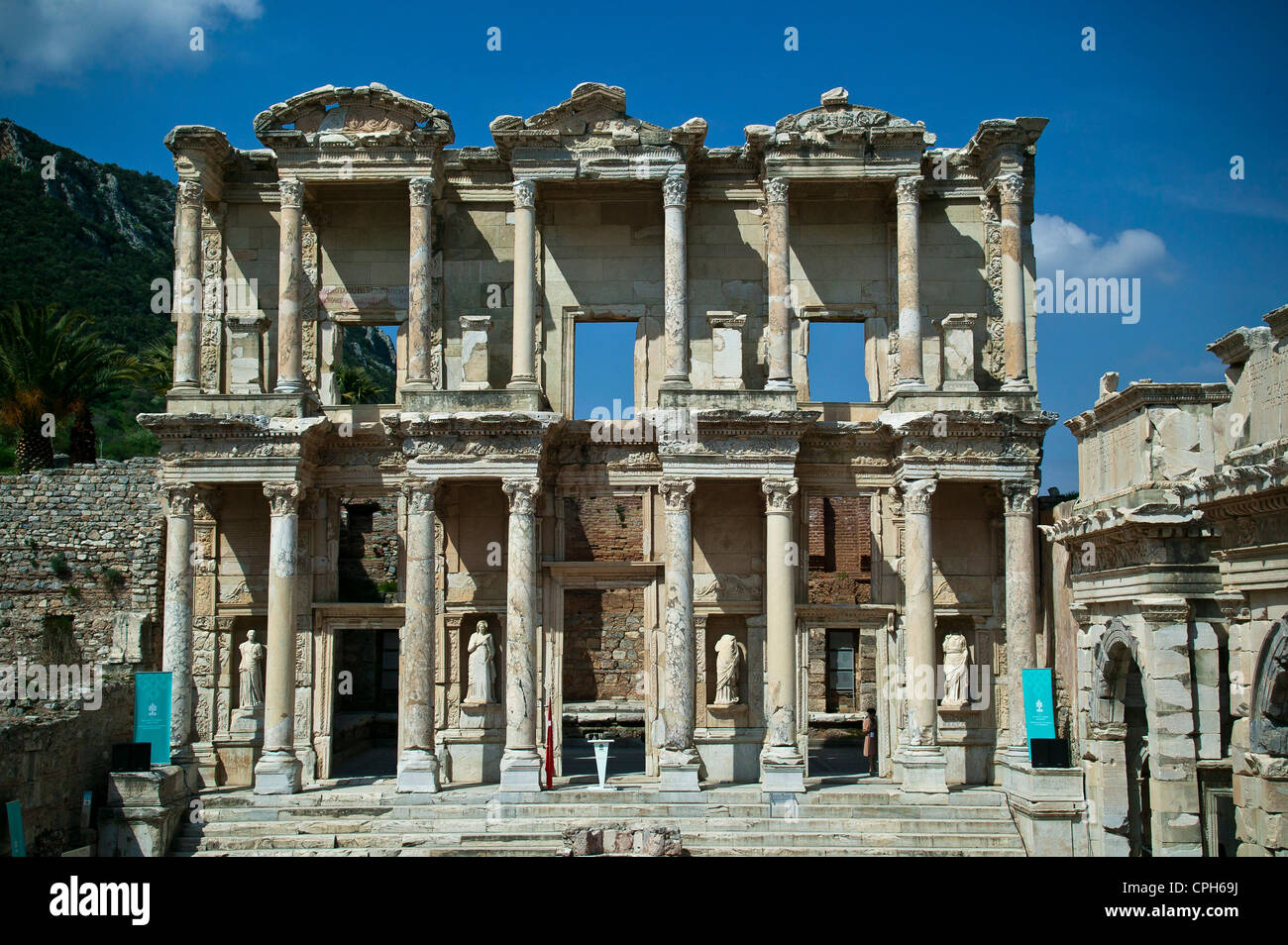 Aushub, Ausgrabungsstätte, Aufbau, Bibliothek, Celsius Celsius Bibliothek, Ephesos, Ephesus, Fassade, Hauptstadt, Hauptstädte, Provinz Stockfoto