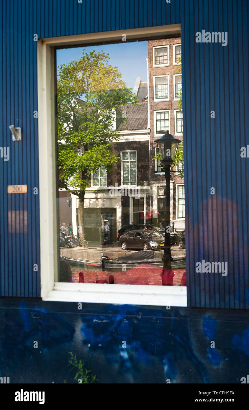 Reflexion von Gebäuden in Glas-Amsterdam, Niederlande, Holland Stockfoto