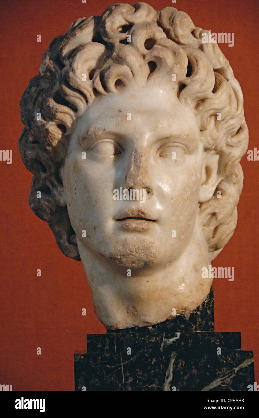 Alexander III das große (-356-323). König von Mazedonien (-336 zu-323). Büste. Idealisiertes Porträt von Alexander Helios. Stockfoto