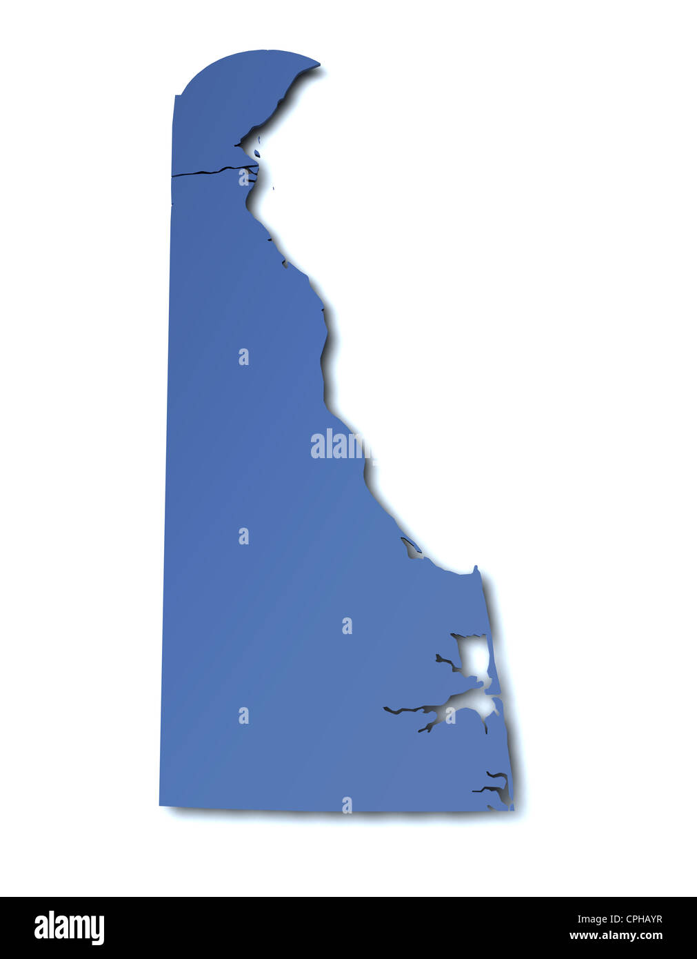 3D gerenderte Karte des Staates Delaware - USA Stockfoto