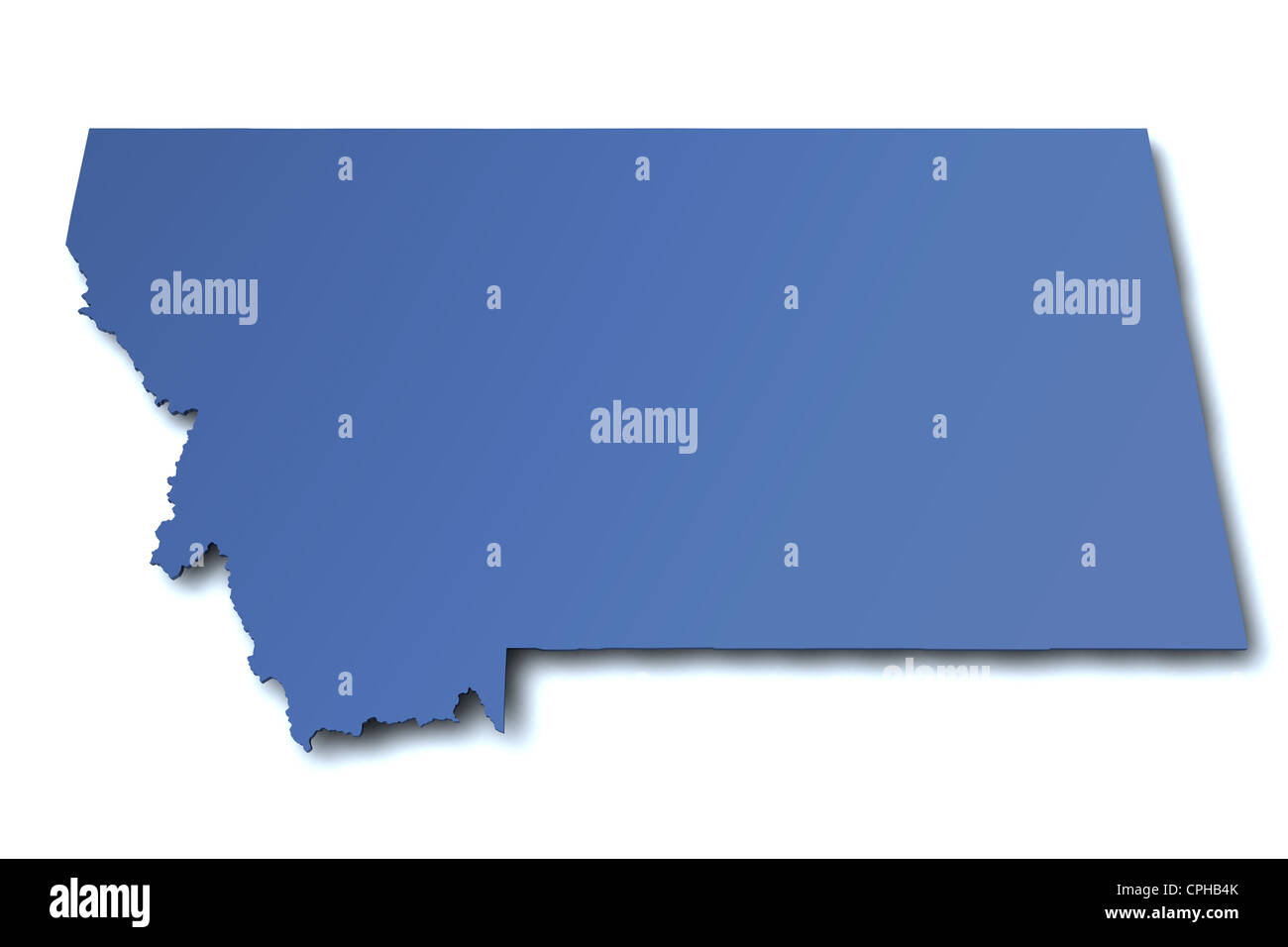 3D gerenderte Karte des Staates Montana - USA Stockfoto