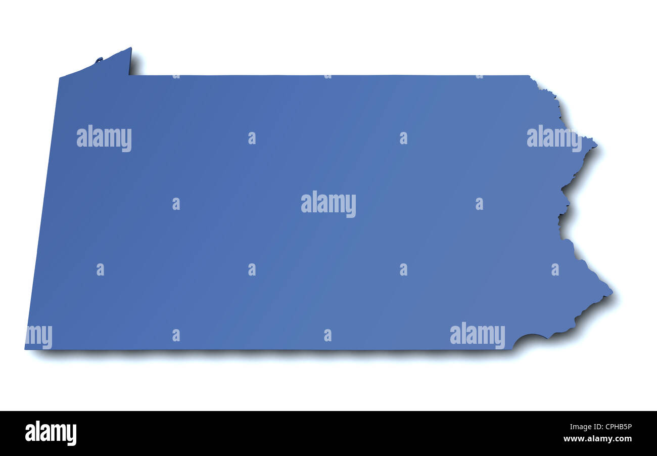 3D gerenderte Karte des Staates Pennsylvania - USA Stockfoto