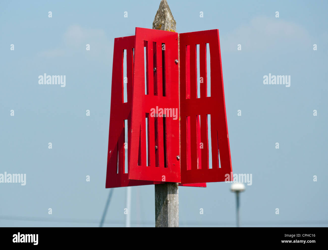 Roter Port Fluss Kanal Marker Navigation Zeichen Stockfoto