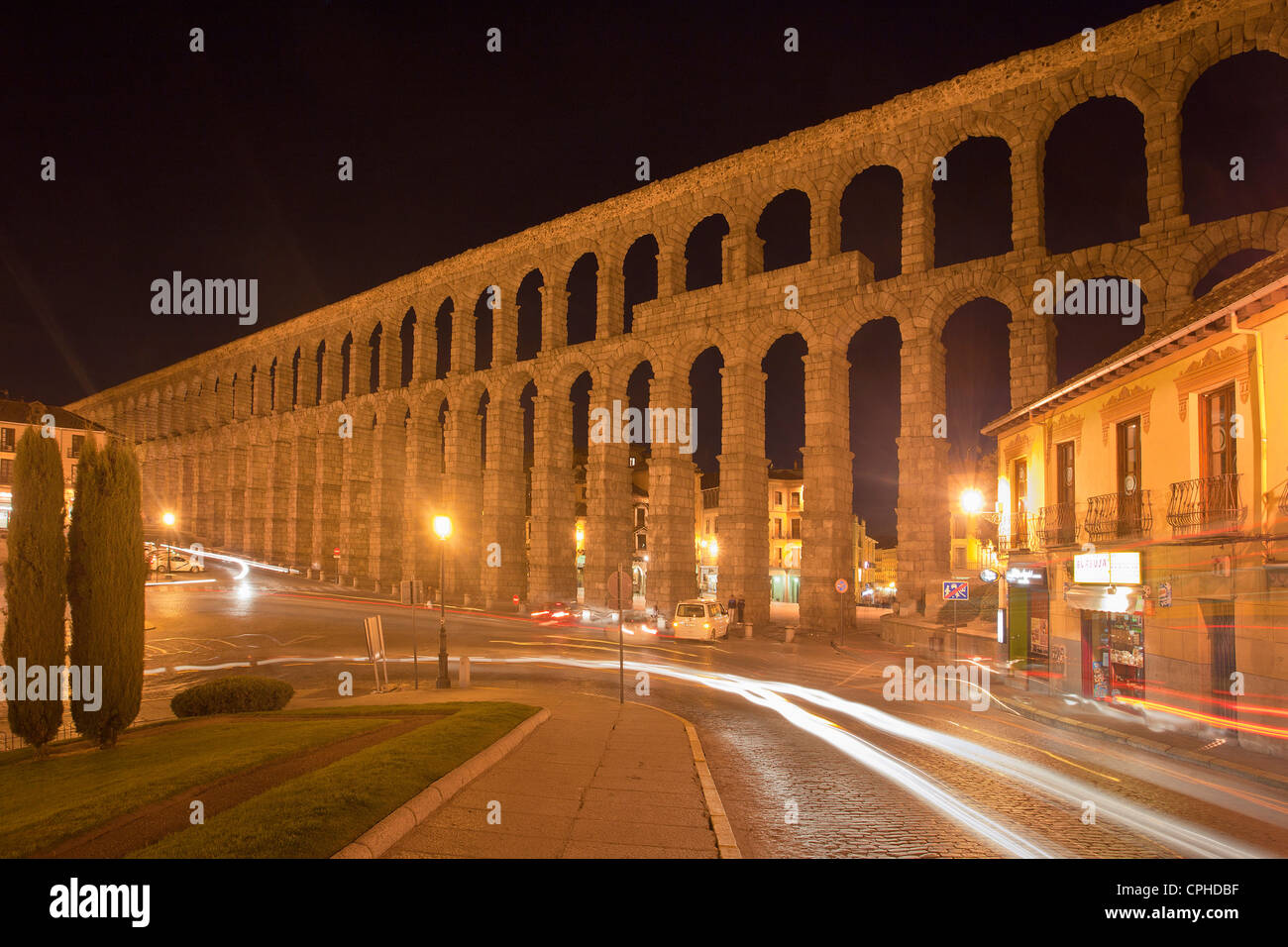 Spanien, Europa, Segovia, Aquädukt, Architektur, Kastilien, Geschichte, Rückeroberung, Roman, Skyline, Unesco, Herbst, World Heritage, ni Stockfoto