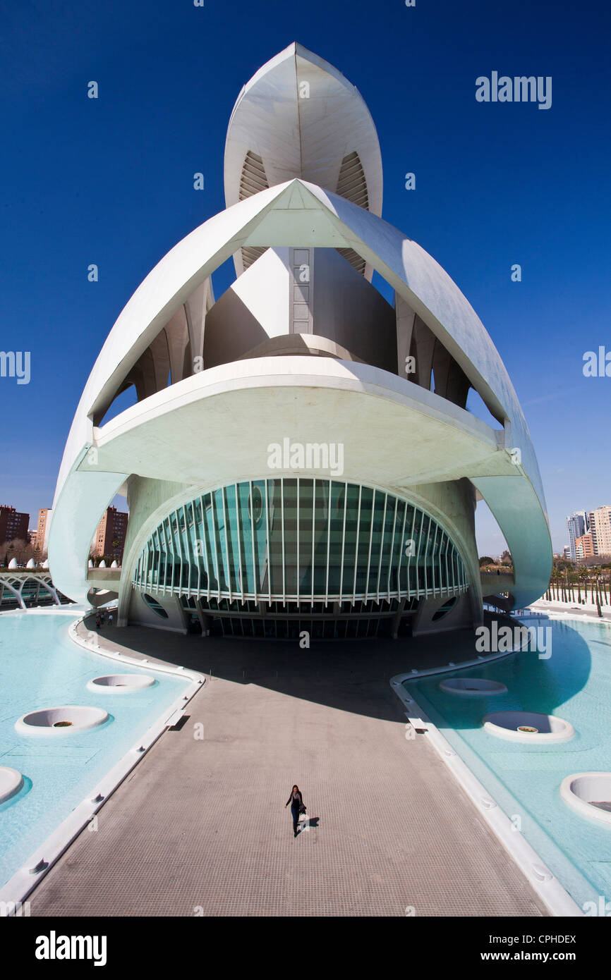 Spanien, Europa, Valencia, Stadt der Künste und Wissenschaft, Architekt, Architektur, Kunst, Calatrava, Farbe, bunt, futuristisch, moderne, Stockfoto
