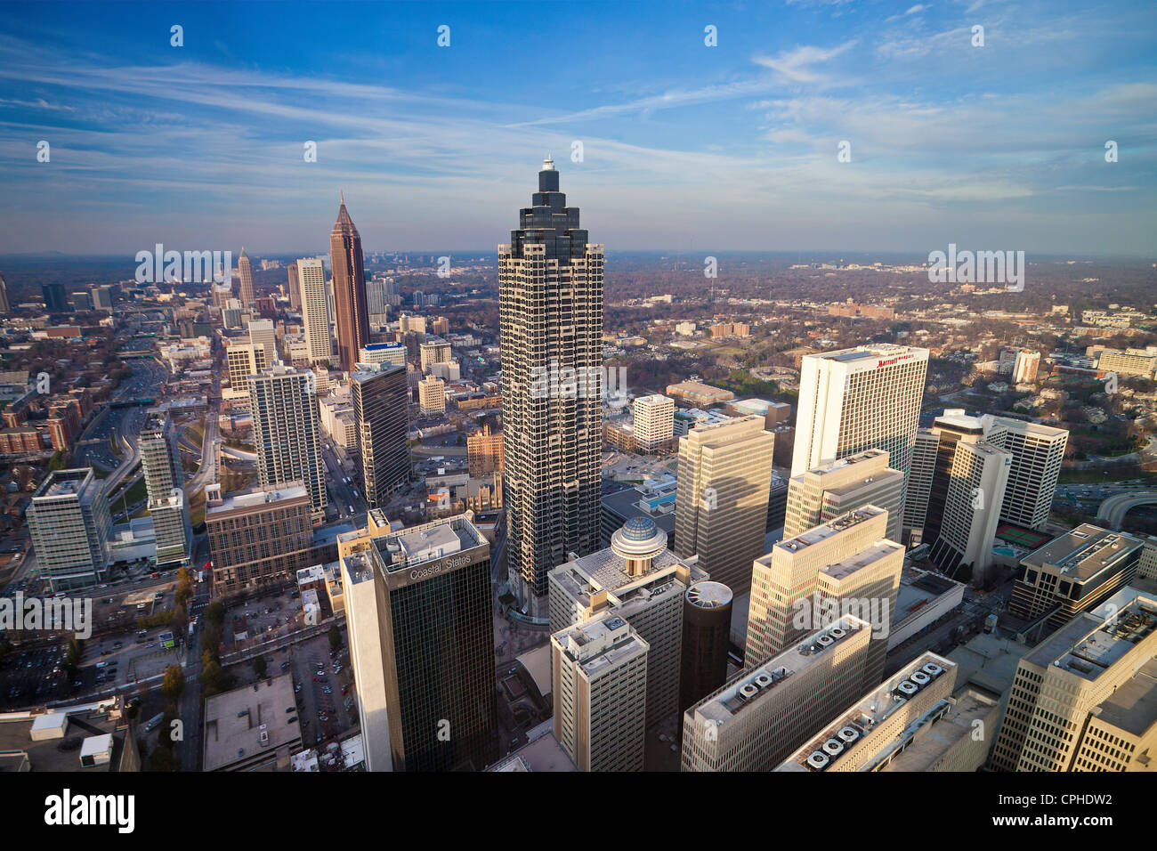 USA, USA, Amerika, Georgia, Atlanta, Architektur, Innenstadt, Gebäude, moderne, neue, offene, Skyline, Stadt, hoch, breit Stockfoto