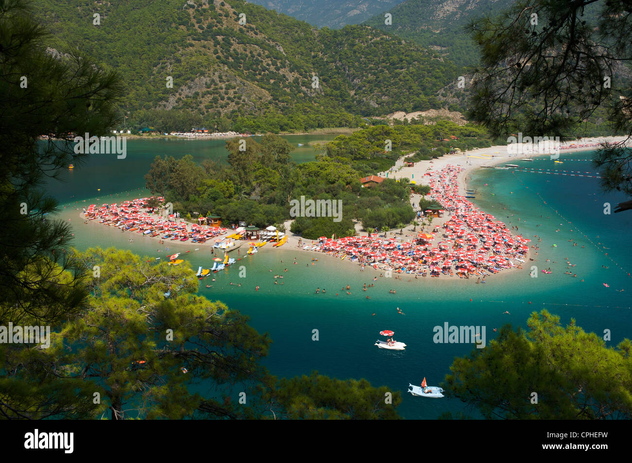 Türkei, Ägäis, Türkische Ägäis, Ölüdeniz, Ölüdeniz, Strand, Meer, Strände, Küsten, Fethiye, Küste, Küste, Küste Stockfoto