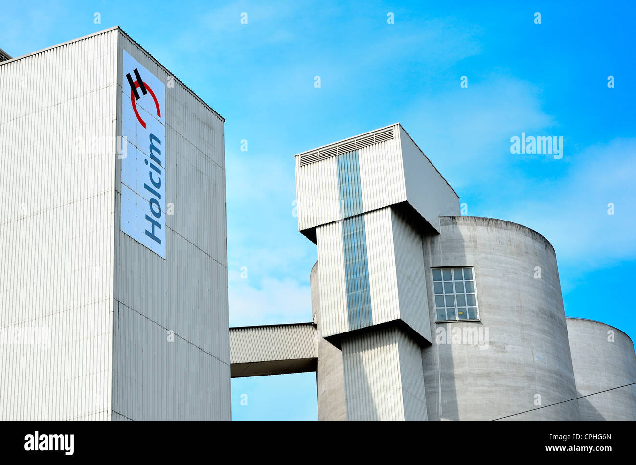 Holcim, Zement, Fabrik, komplex, Gehäuse, Industrie, Modern, Logo, Zement, Concret, komplex, Industrie, Gebäude, Fabrik, co Stockfoto