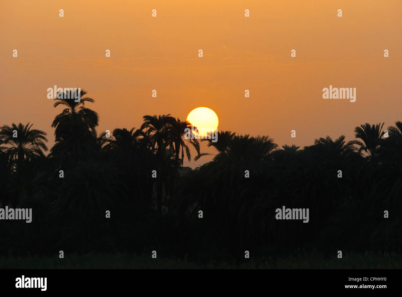 Sonnenuntergang - West-Theben, Oberägypten Stockfoto