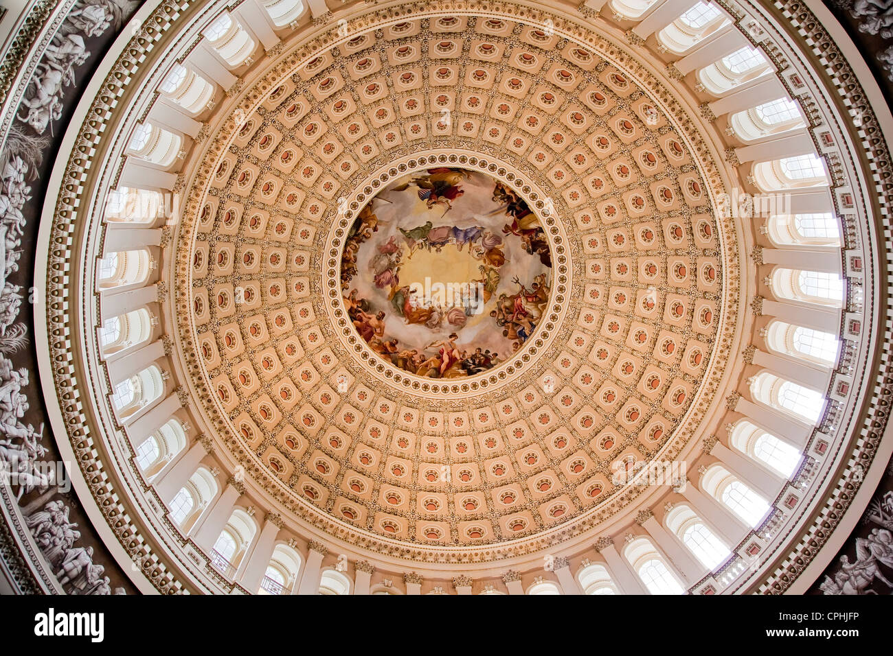 US Capitol Kuppel Rotunde Apotheose George Washington Washington DC Stockfoto