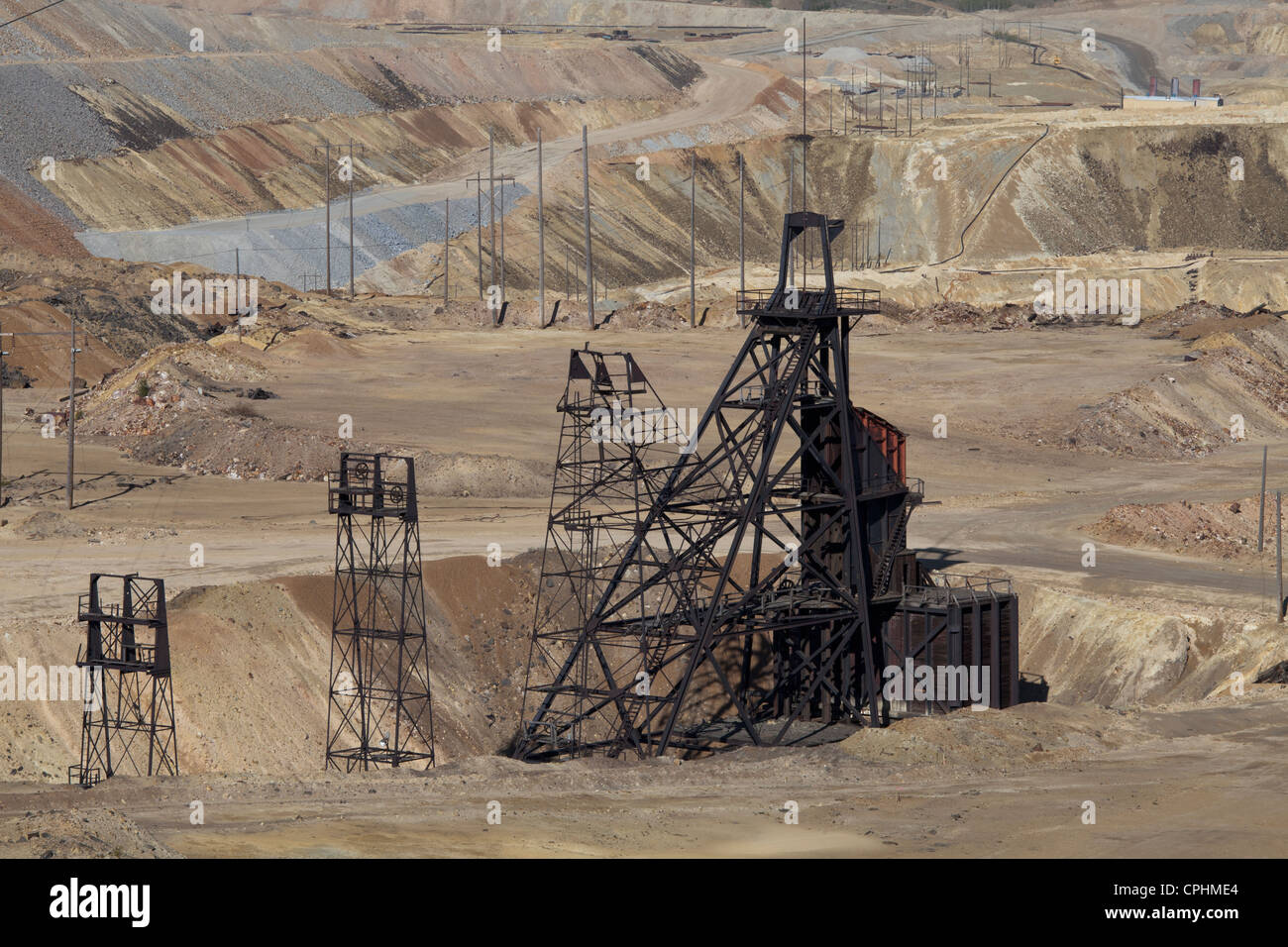 Fördergerüst in die Berkeley Tagebau, Butte, Montana, USA Stockfoto